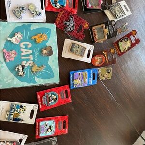 Disney Cats Pin Set - Blue and Red